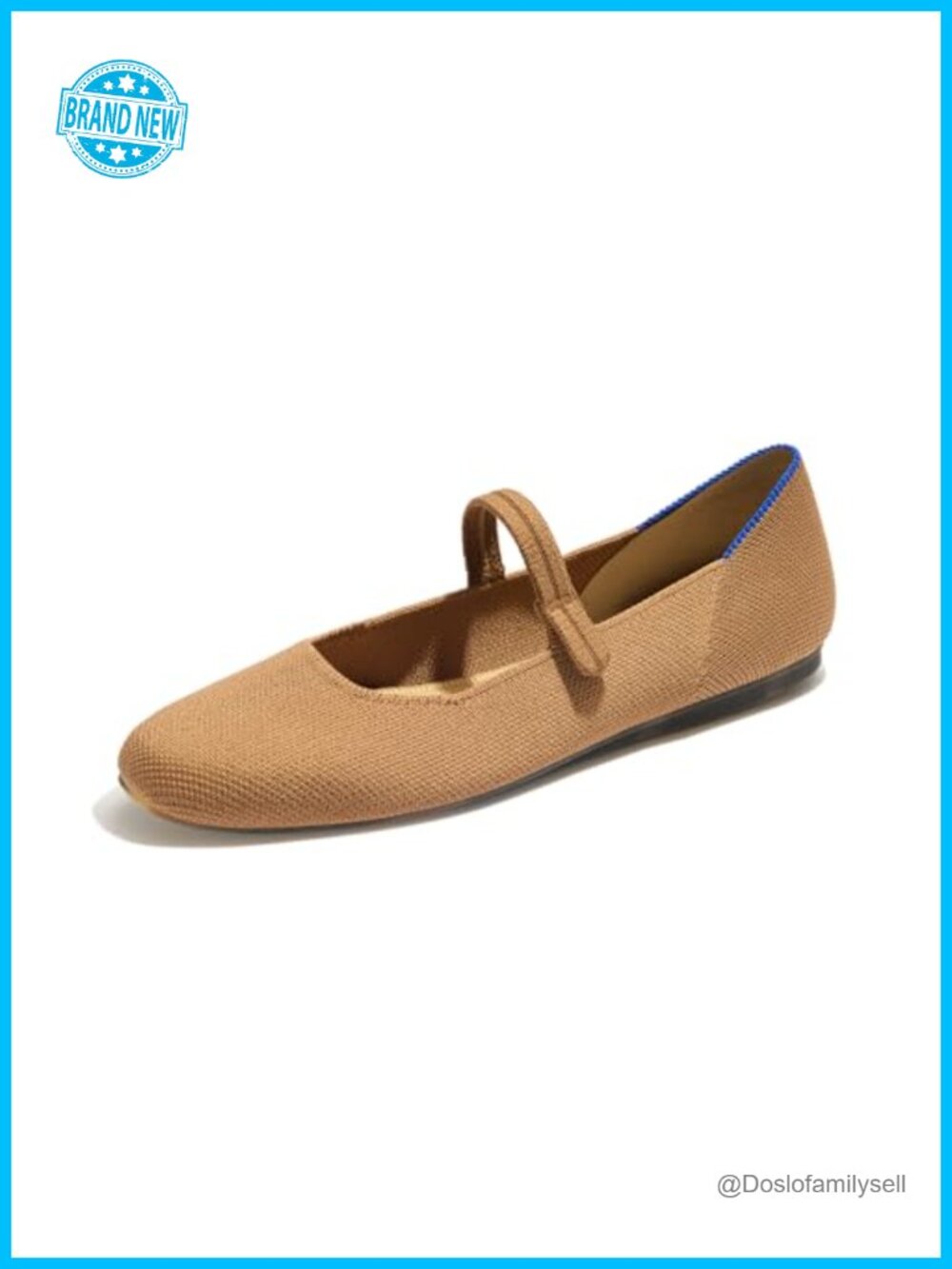 Knit Mary Jane Flat with Cushioned Insole Adjustable Strap Machine Washable